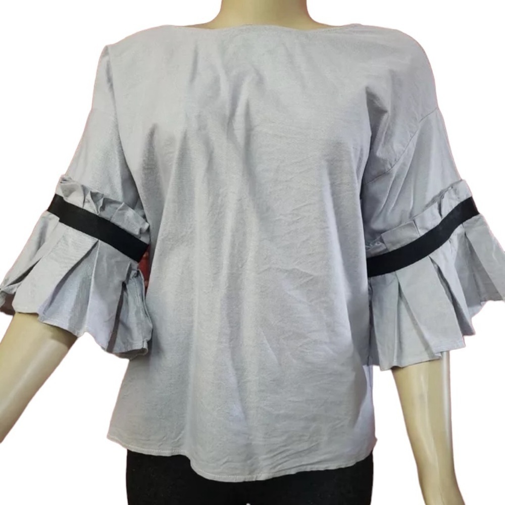 Chep Blue Ruffle Sleeve 100% Cotton Top
